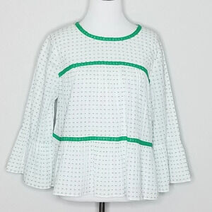 NWT Crown & Ivy Polka Dot Bell Sleeve Top S